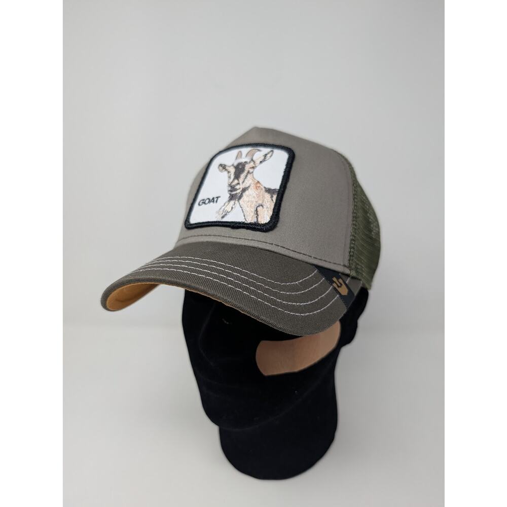 RARE Goorin Bros The Farm "GOAT" Trucker Hat Olive Mesh Snapback